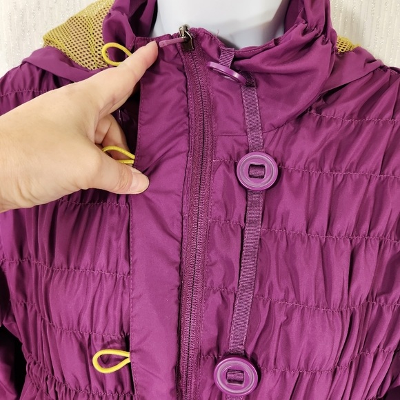 Athleta Shock Cord Anorak Hooded Jacket purple neon mesh lining medium - Picture 9 of 16